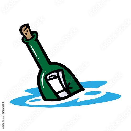 Cartoon Message in a Bottle