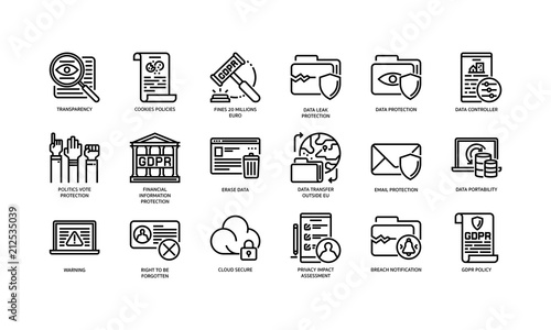 General Data Protection Regulation (GDPR) icons set 2