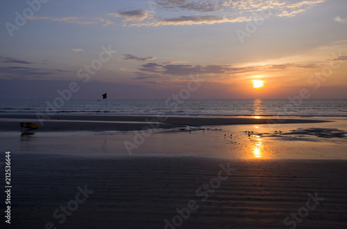 Beautiful landscape an orange sunset at the sea  