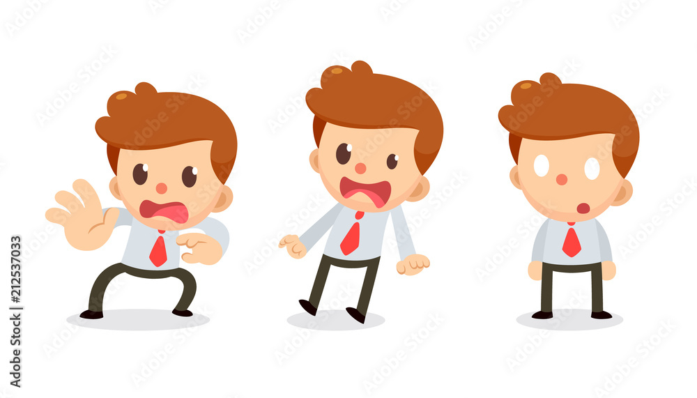 Set of tiny businessman character in actions. Shocked. Set of tiny businessman character in actions. Shocked.