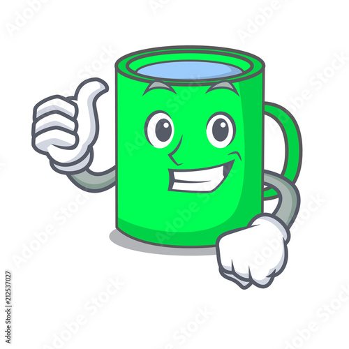 Thumbs up mug character cartoon style