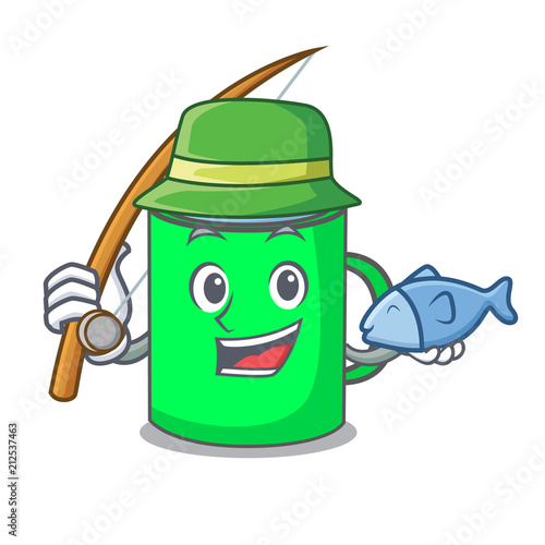 Fishing mug mascot cartoon style