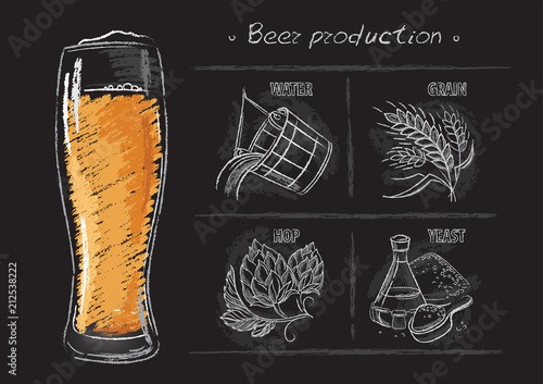 Vintage hand drawn vector illustrations of brewers components