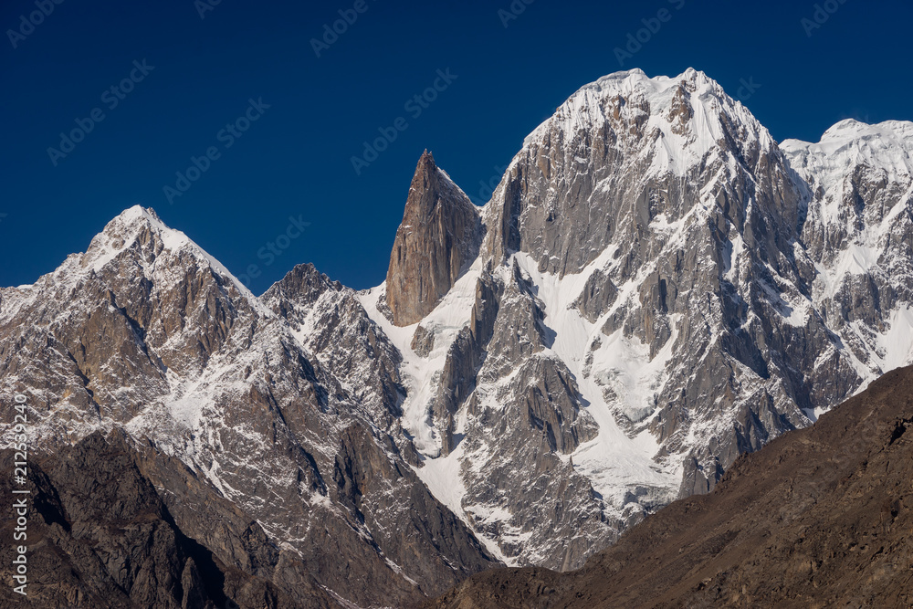 Lady finger and Ultar Sar mountain peak in Hunza valley, Pakistan