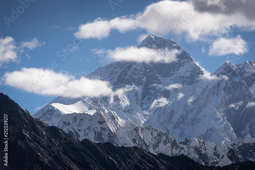 Everest mountain peak view from Renjo la pass, Khumbu region, Nepal