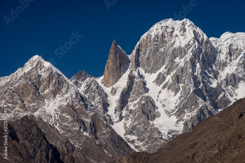 Lady finger and Ultar Sar mountain peak in Hunza valley  Pakistan