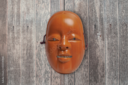 Noh made of wood on vintage wood background