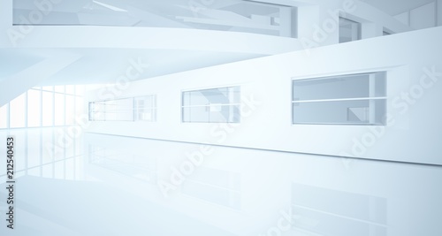 Abstract white parametric interior with window. 3D illustration and rendering.