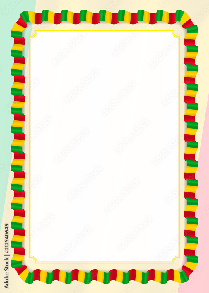 Frame and border of ribbon with Mali flag, template elements for your certificate and diploma. Vector Frame and border of ribbon with Mali flag, template elements for your certificate and diploma. Vector