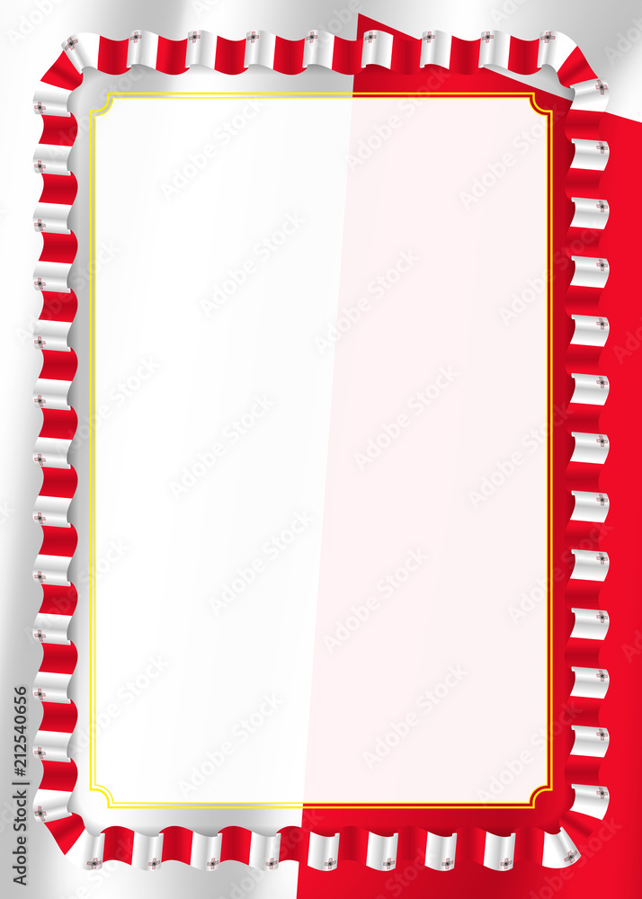 Frame and border of ribbon with Malta flag, template elements for your