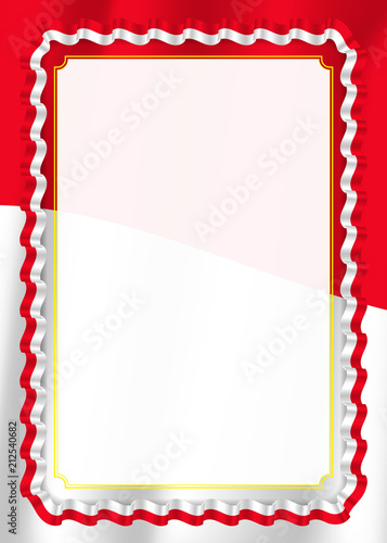 Frame and border of ribbon with Monaco flag  template elements for your certificate and diploma. Vector