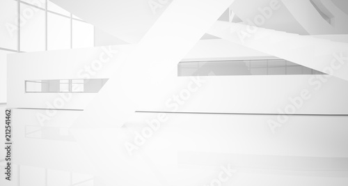 Abstract white parametric interior with window. 3D illustration and rendering.