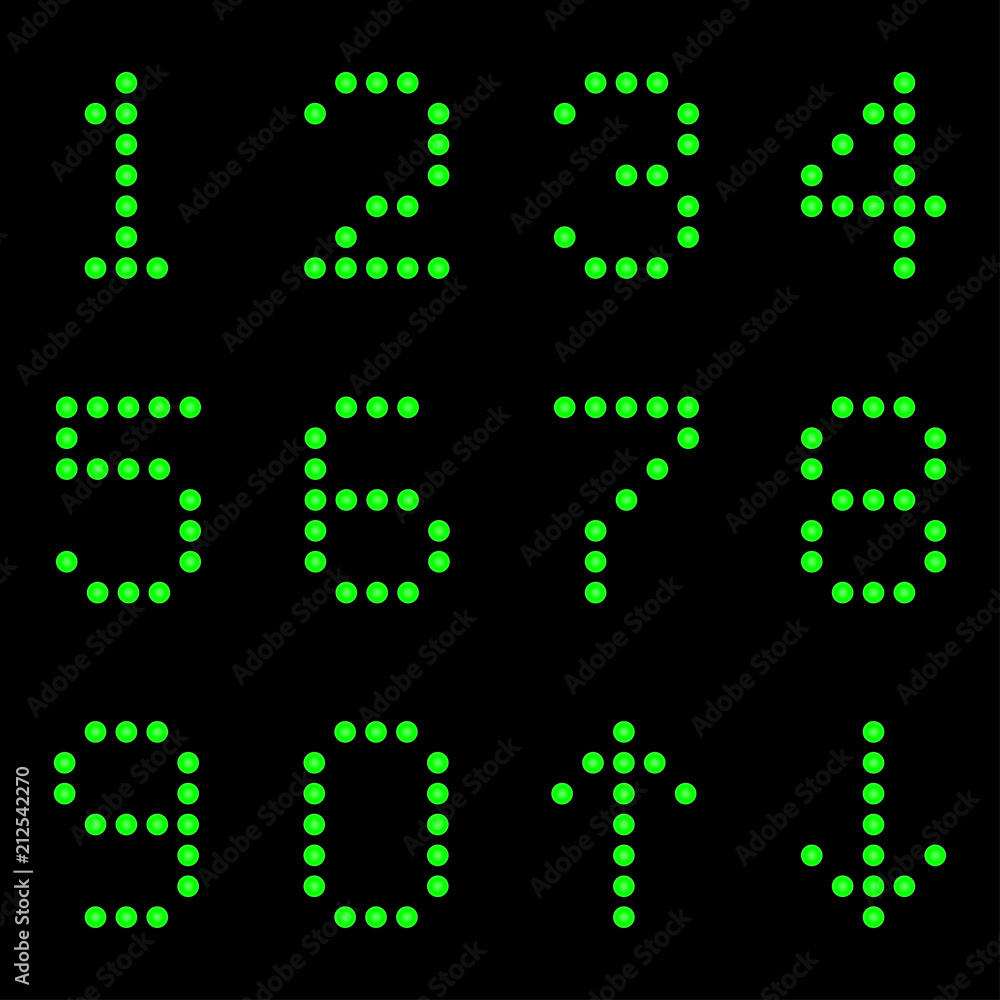 The numbers of lamps on a black background. The numbers of lamps on a black background.