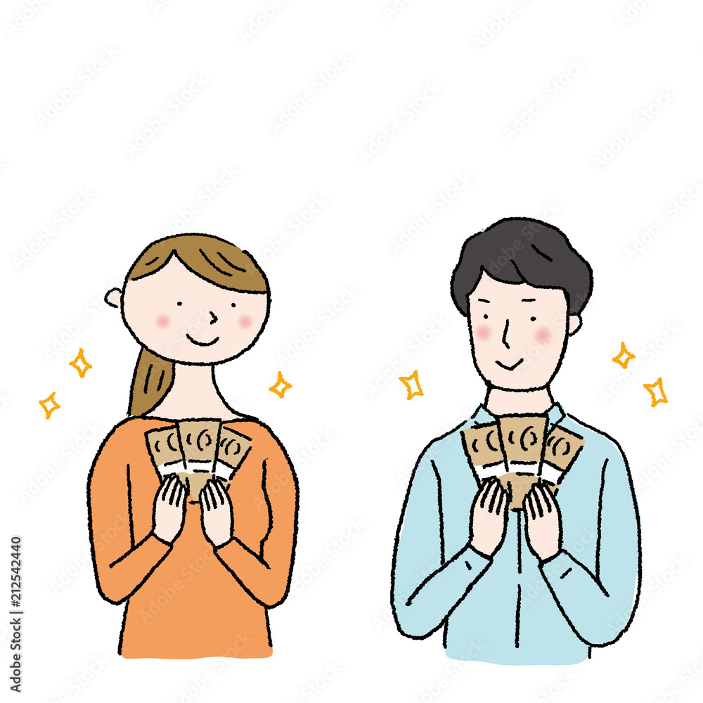 お金を持つ 男女 イラスト Stock Vector Adobe Stock お金を持つ 男女 イラスト Stock Vector Adobe Stock