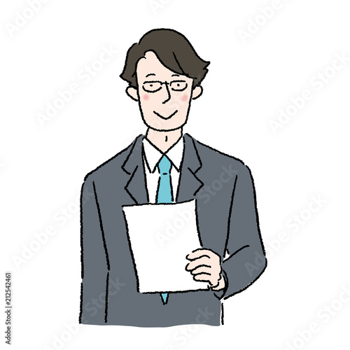 ビジネスマン　書類をもつ　イラスト