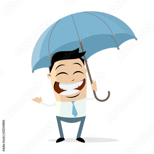 happy man with umbrella