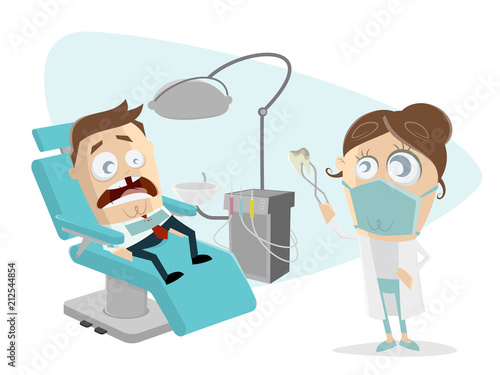 funny cartoon man at the dentist