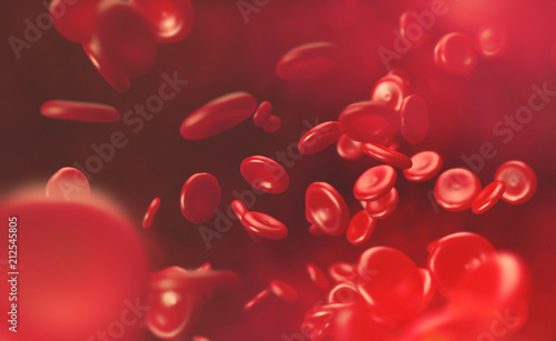 Foto Blood cells. Blood flow of erythrocytes 3d illustration