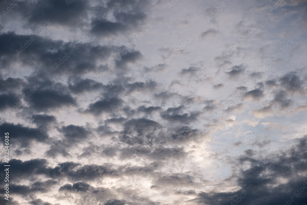 Fototapeta premium Cluster fluff cloudy on blue sky at sunset