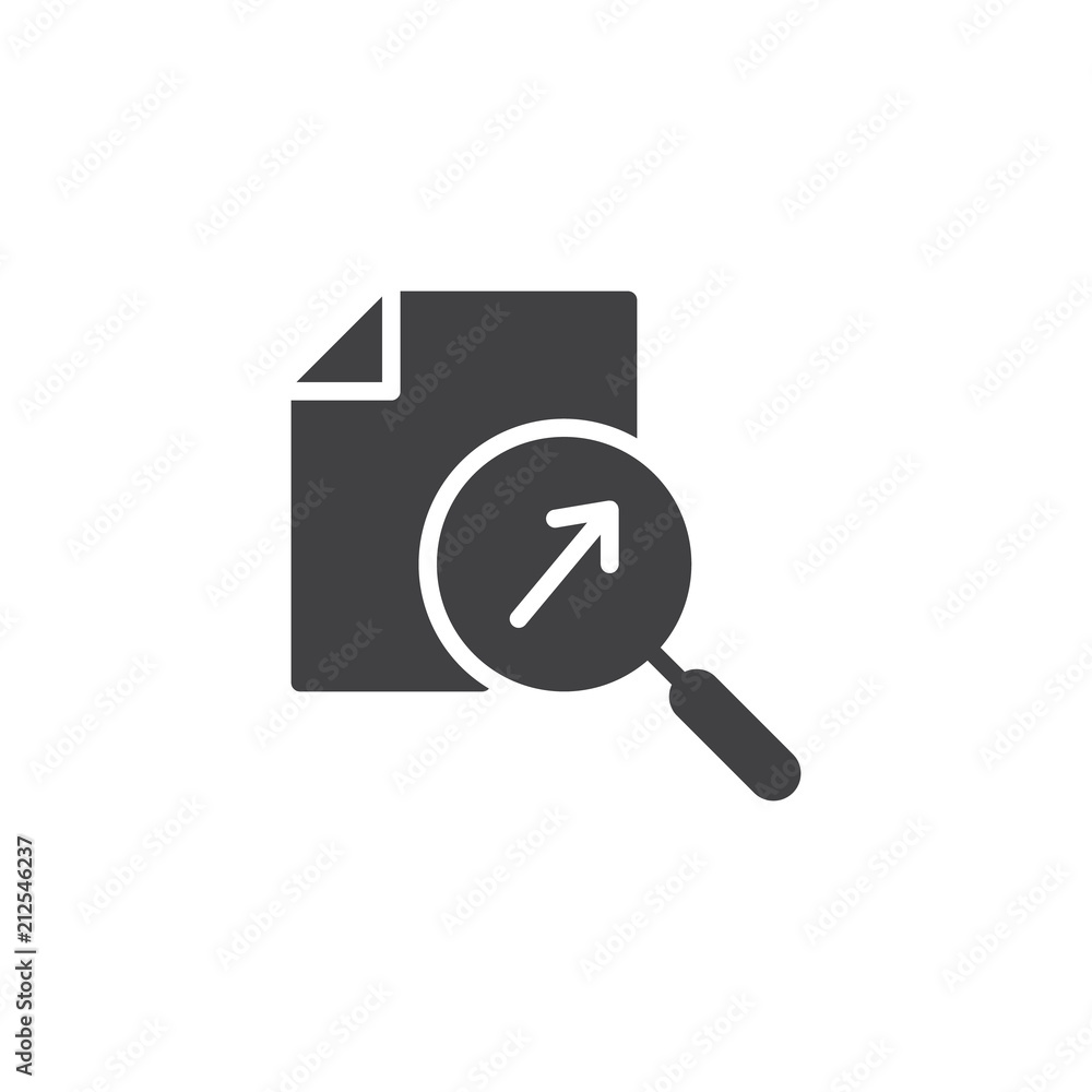 Search document vector icon. filled flat sign for mobile concept and web design. Document with magnifier simple solid icon. Symbol, logo illustration. Pixel perfect vector graphics Search document vector icon. filled flat sign for mobile concept and web design. Document with magnifier simple solid icon. Symbol, logo illustration. Pixel perfect vector graphics