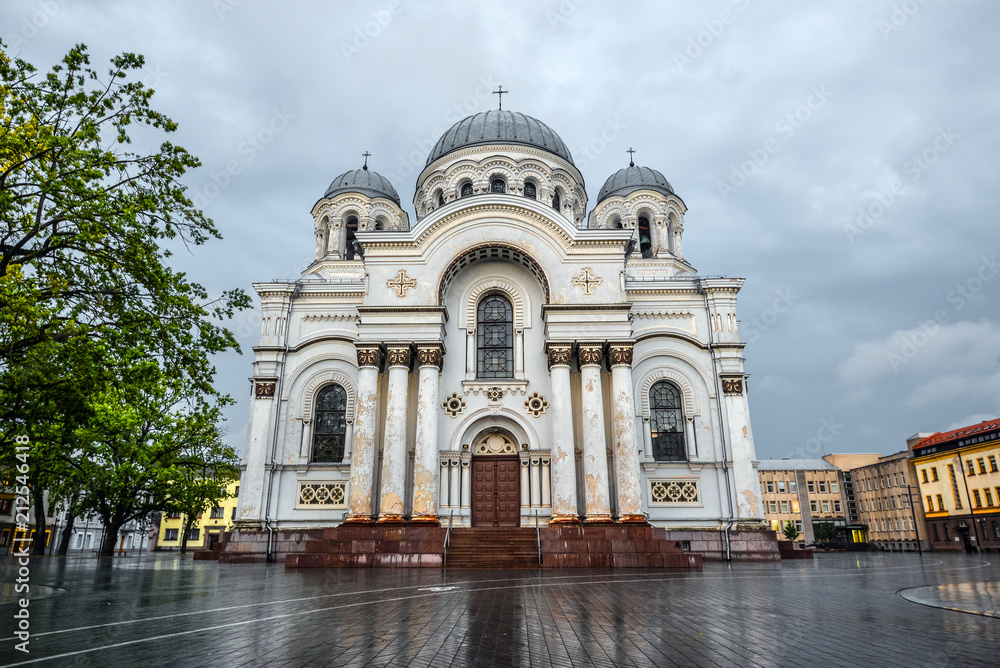 Kaunas, Lithuania - August 22, 2017: Kaunas Cathedral of the Annunciation, Kaunas, Lithuania.  