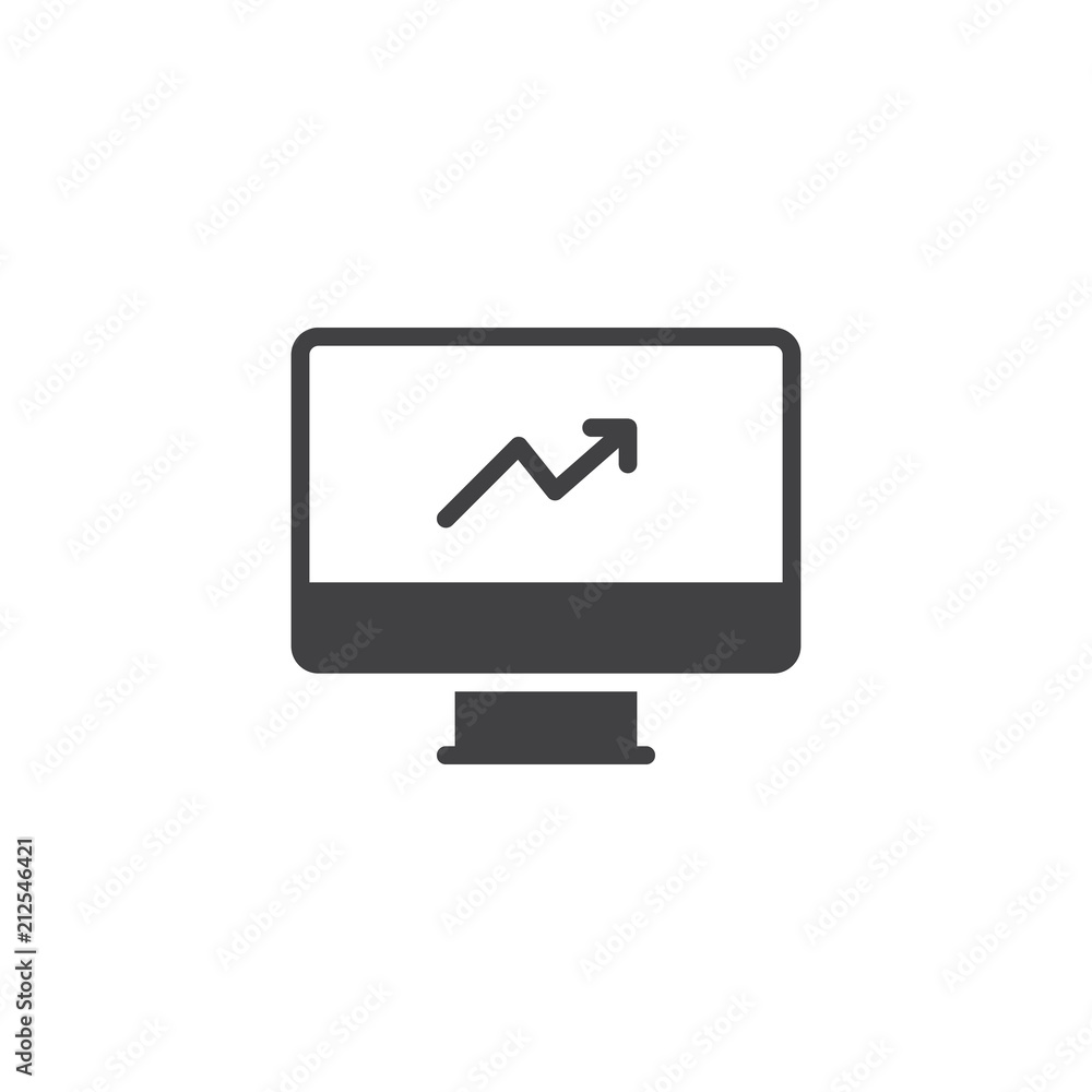 Chart on monitor vector icon. filled flat sign for mobile concept and web design. Business Chart Presentation simple solid icon. Symbol, logo illustration. Pixel perfect vector graphics Chart on monitor vector icon. filled flat sign for mobile concept and web design. Business Chart Presentation simple solid icon. Symbol, logo illustration. Pixel perfect vector graphics