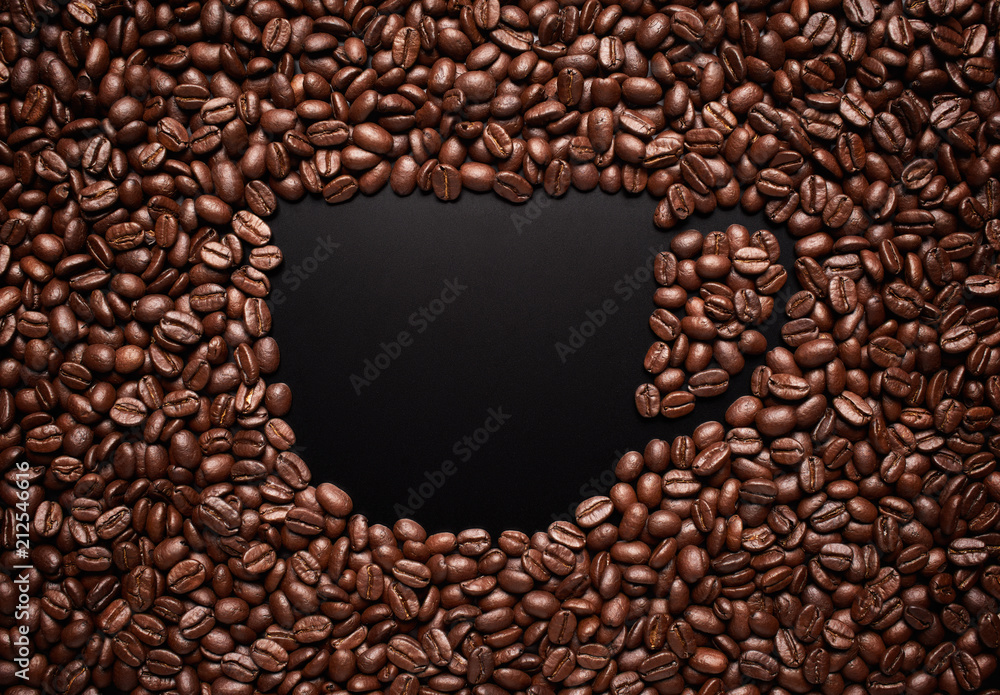 Coffee beans forming a cup shape Coffee beans forming a cup shape
