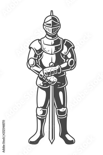 Vintage armored medieval knight concept