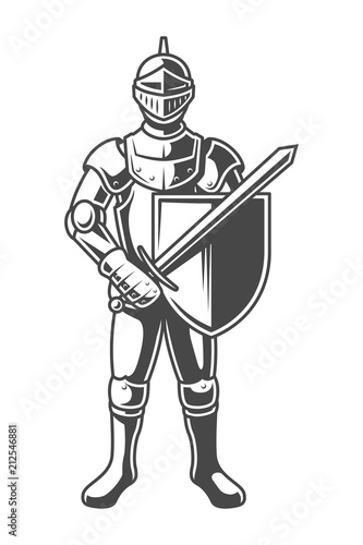 Vintage monochrome brave knight