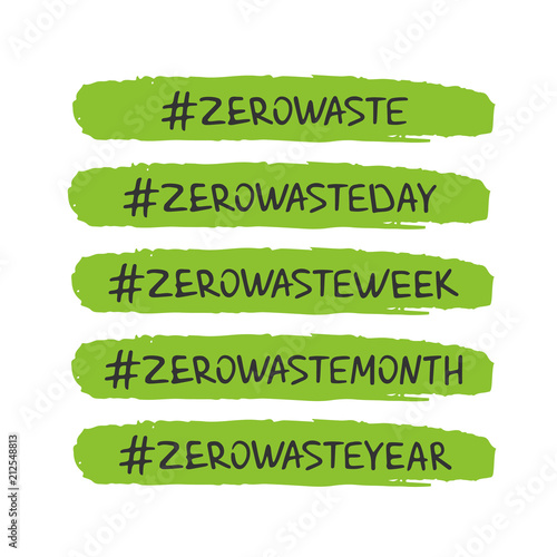 Handwritten lettering of Zero Waste on white background.