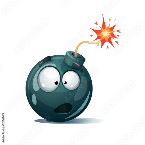 Cute, funny, crazy - cartoon bomb character Vector eps 10