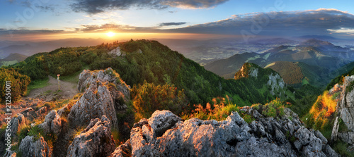 Landcape of mountain at sunset panorama from peak Velky Choc, Slovakia photo