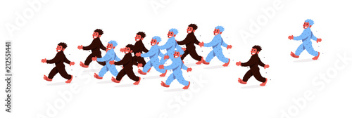 Illustration of a cartoon nice Bigfoot and Yeti. Vector illustration. Image is isolated on white background. Flat fashion illustration for banner, print and website. Mascots of the company.
