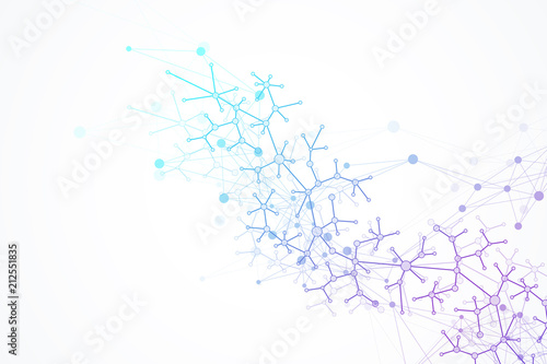 Scientific vector illustration genetic engineering and gene manipulation concept. DNA helix  DNA strand  molecule or atom  neurons. Abstract structure for Science or medical background