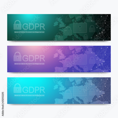 Banners GDPR - General Data Protection Regulation. Protection of personal data. Vector illustration.