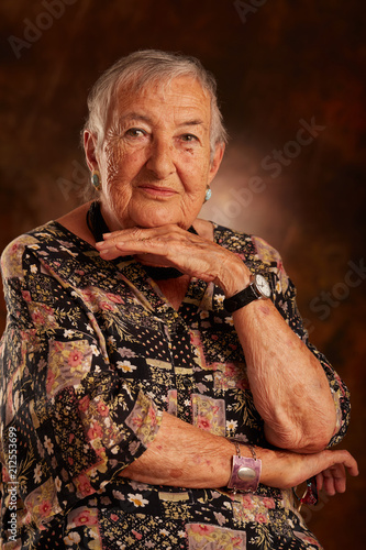 portrait of happy old woman