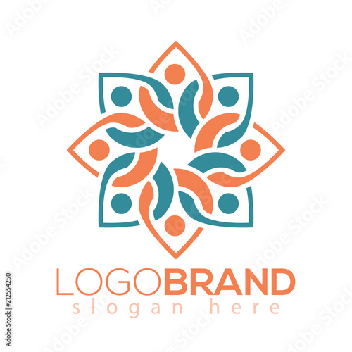 People Floral circle logo vector element. floral logo template
