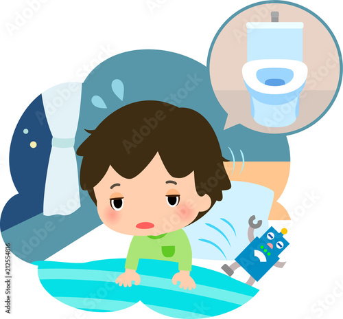 トイレに行きたくて夜中に目覚める男の子