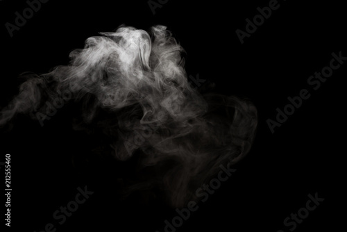 White smoke isolated on black background.