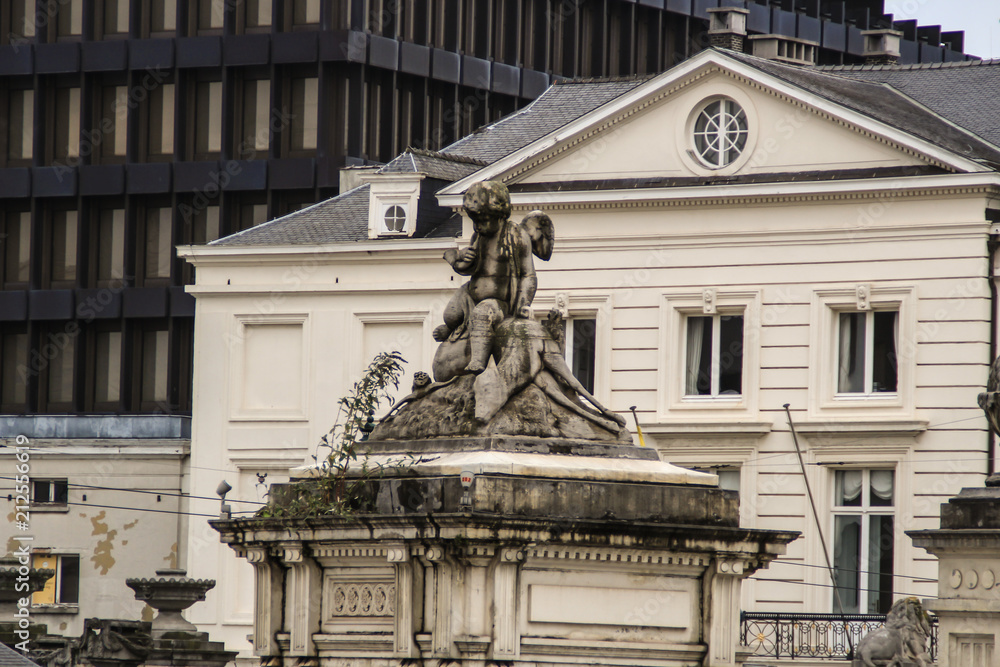 Photo of architecture and details of belgium building in Brussels.