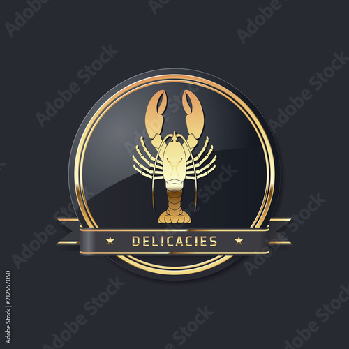 golden noble glossy delicacies or seafood vector lobster logo