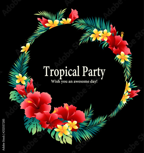 ハイビスカスの飾り枠,