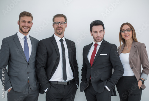 group of business people standing next to each other.
