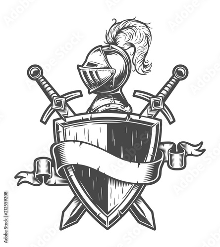 Vászonkép Vintage medieval knight emblem