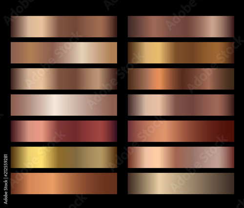 Bronze foil texture gradients templates set