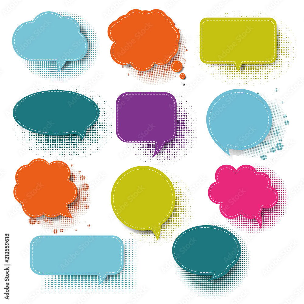 Retro Colorful Speech Bubble With White Background Retro Colorful Speech Bubble With White Background
