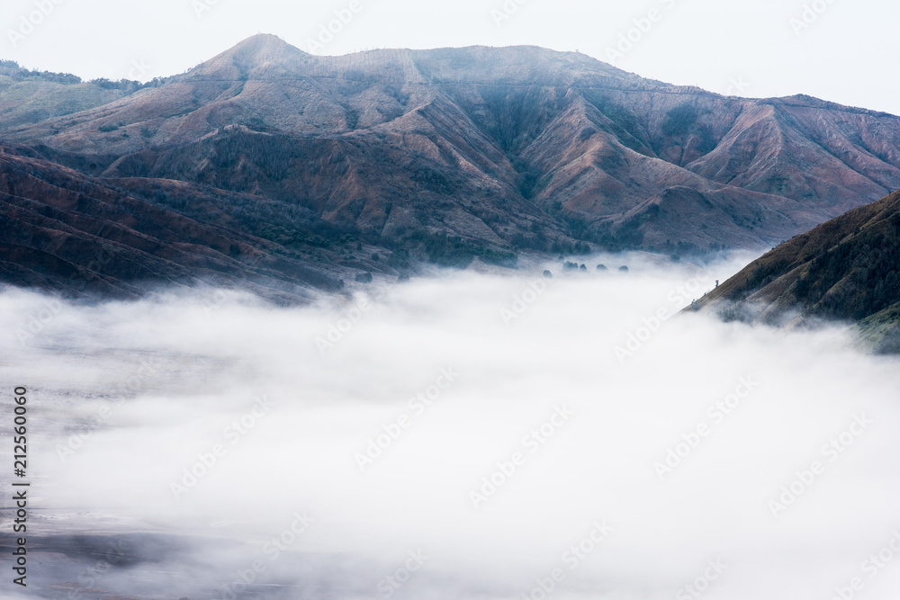view of Mount Bromo in the cloud view of Mount Bromo in the cloud