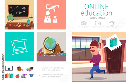 Flat Online Education Infographic Concept