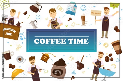 Flat Coffee Time Colorful Concept