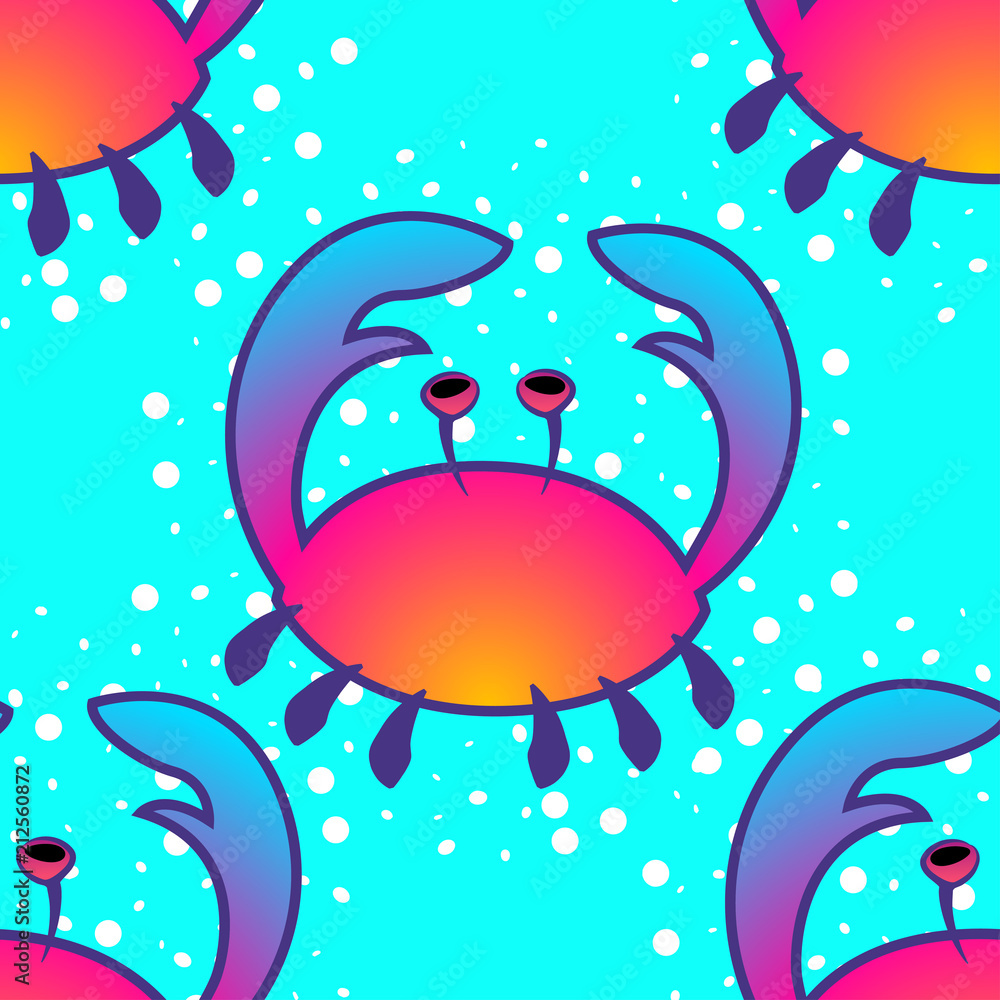 Seamless pattern with cute crab.